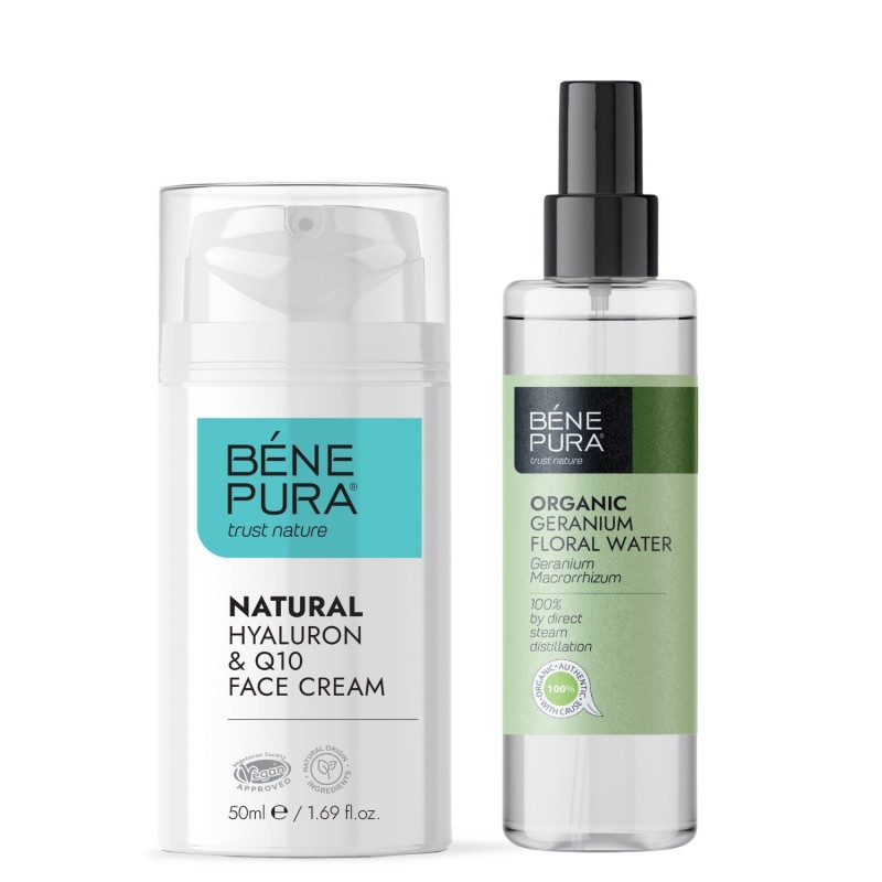 Hyaluron & Q10 Krema za Lice i Bio Geranij Cvjetna vodica - GMC